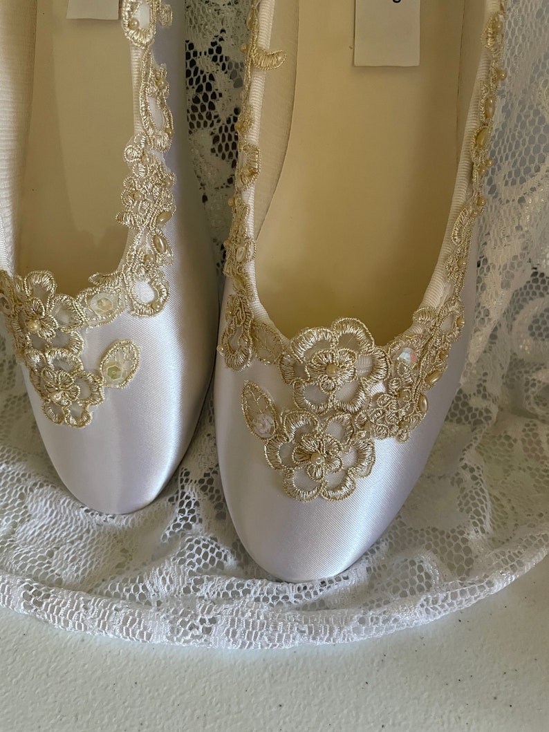 Champagne Wedding Flats Bridal Shoe Elegantly Gold Etsy