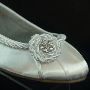 Size 5 Wedding Flats White satin corded trim w pearls and crystals,rouged satin flats rope trim nautical, comfortable flats,Ready to Ship