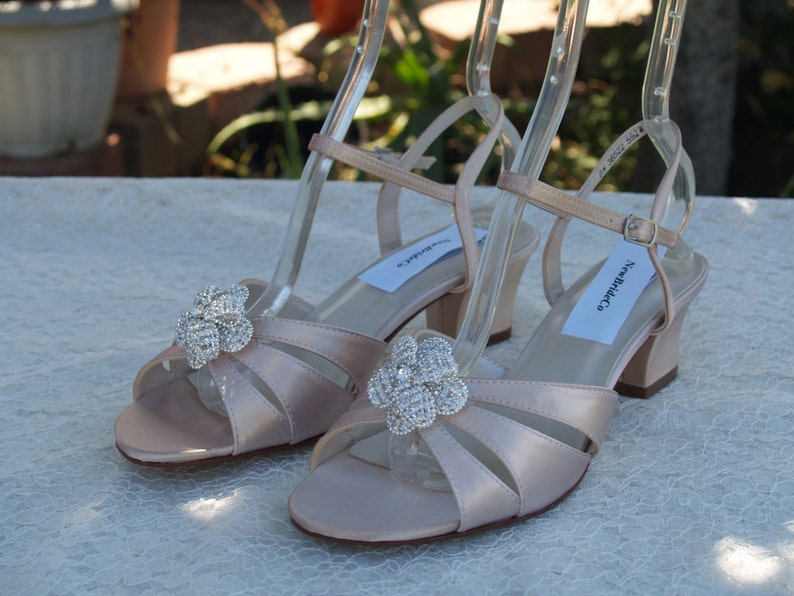 wide width champagne heels