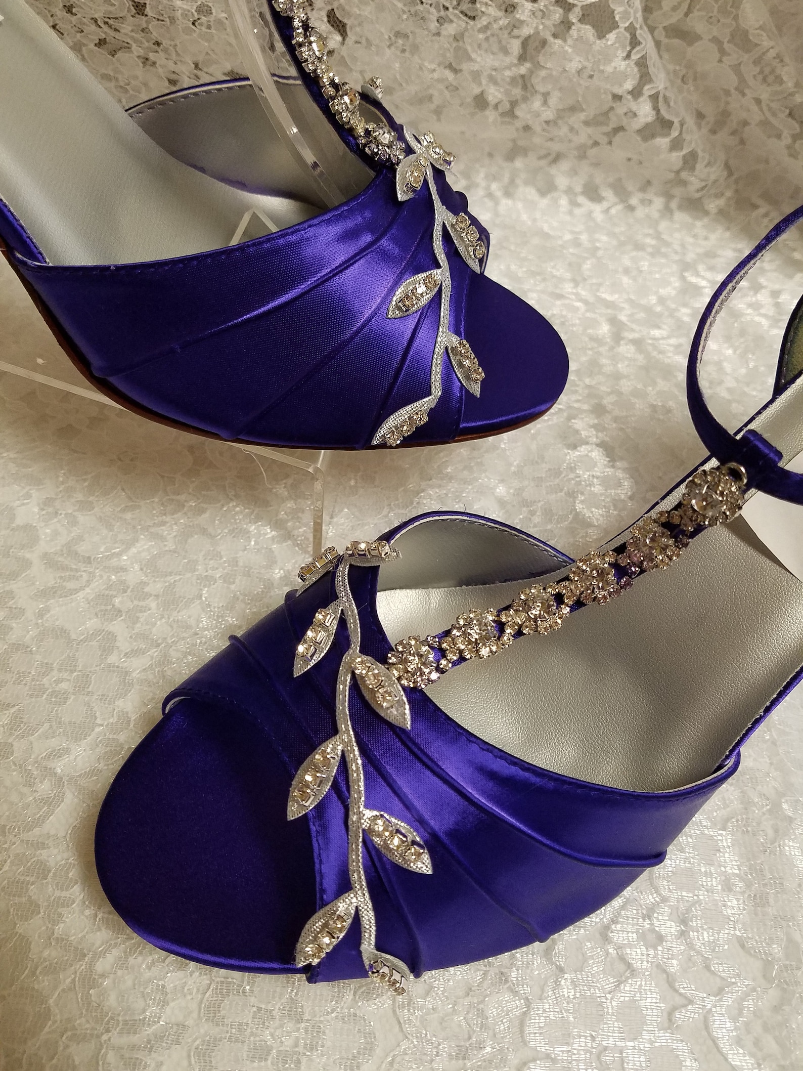 Royal Purple Heels or Royal Blue with Silver Swarovski Etsy