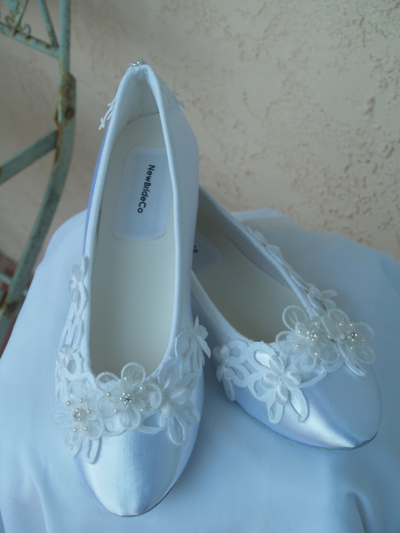 brides wedding flats battenburg lace off white or ivory champagne, ballet style slipper, romantic, satin flats, lace wedding, co