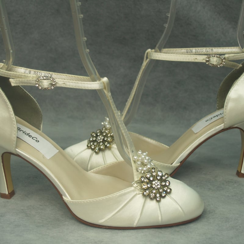 strappy ivory wedding shoes