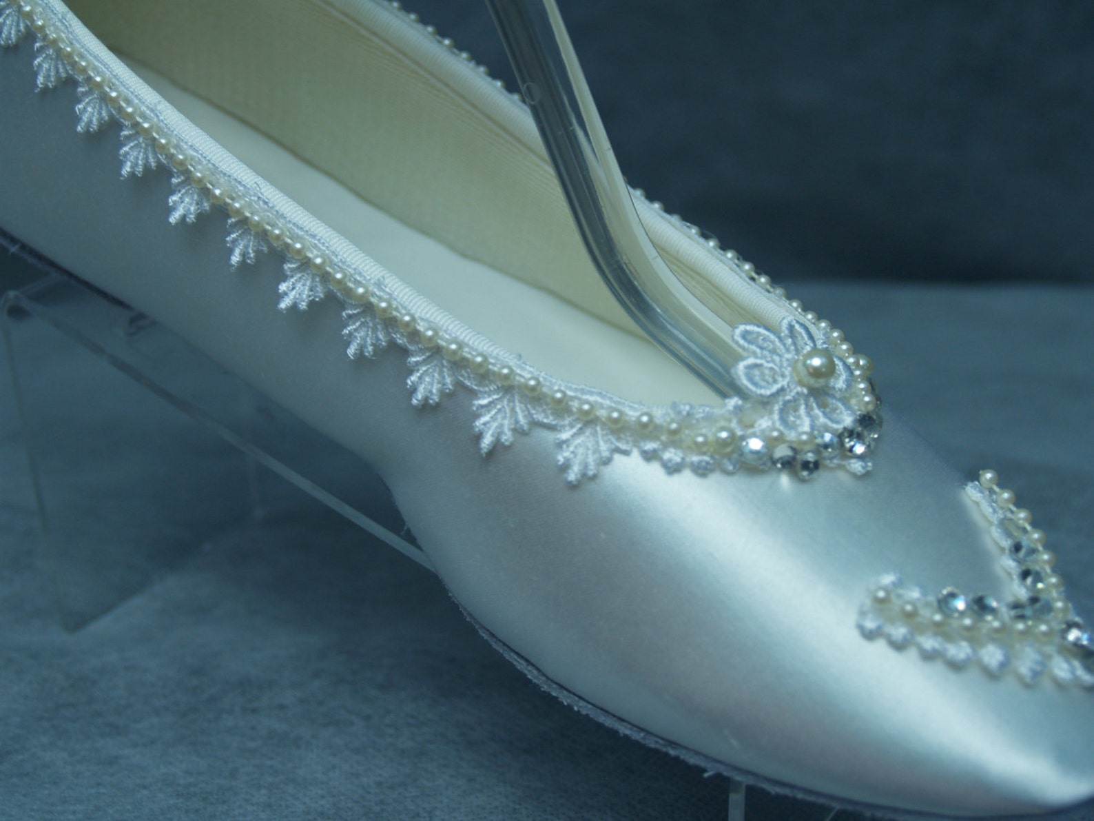 bridal victorian flats white shoes fine us lace pearls and crystals embellished,wedding flat shoes victorian, satin ballet style