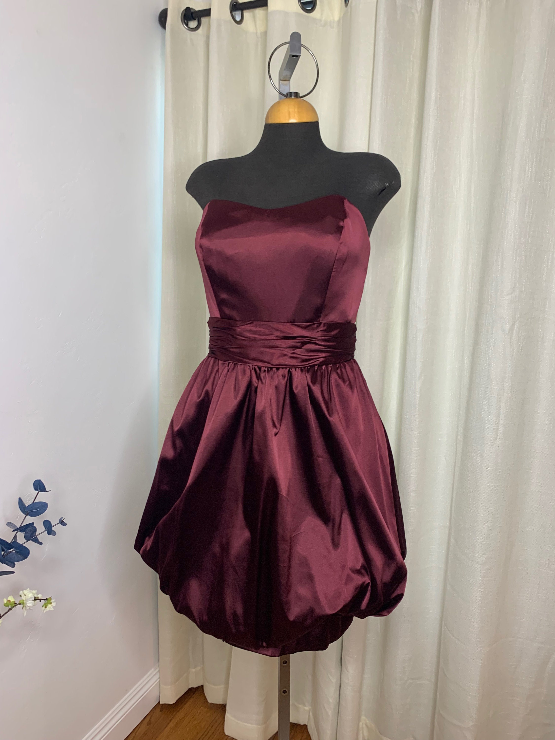 Chianti Silk Charmeuse Bubble Dress: Strapless Sweetheart Party Dress