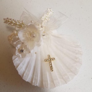Baptism Shell for Ceremony Colors White Ivory Pink Gold, Shell With ...
