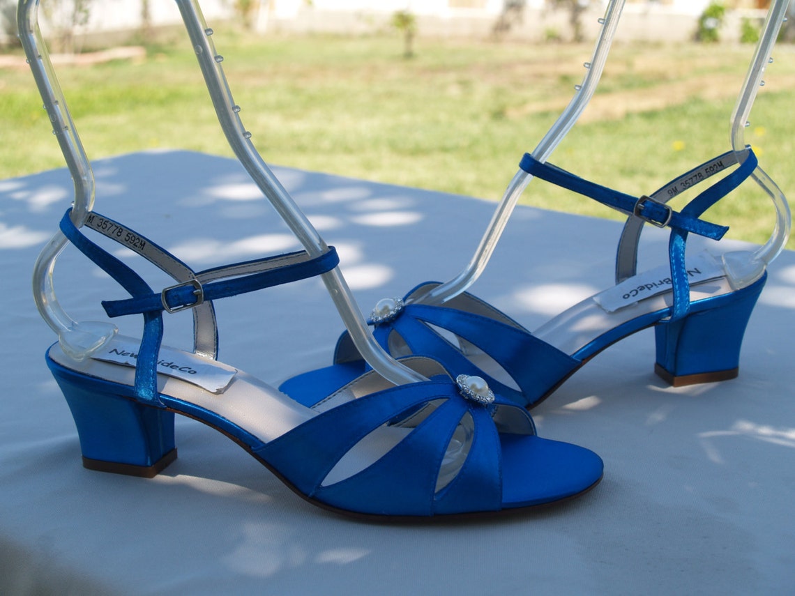 Royal Blue Low heel Shoes M and W width short heel 200 colors Etsy