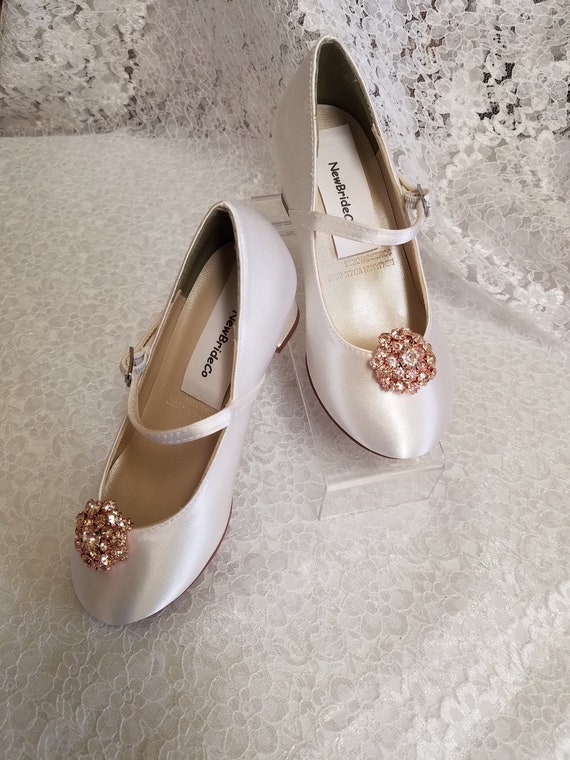 rose gold flower girl shoes