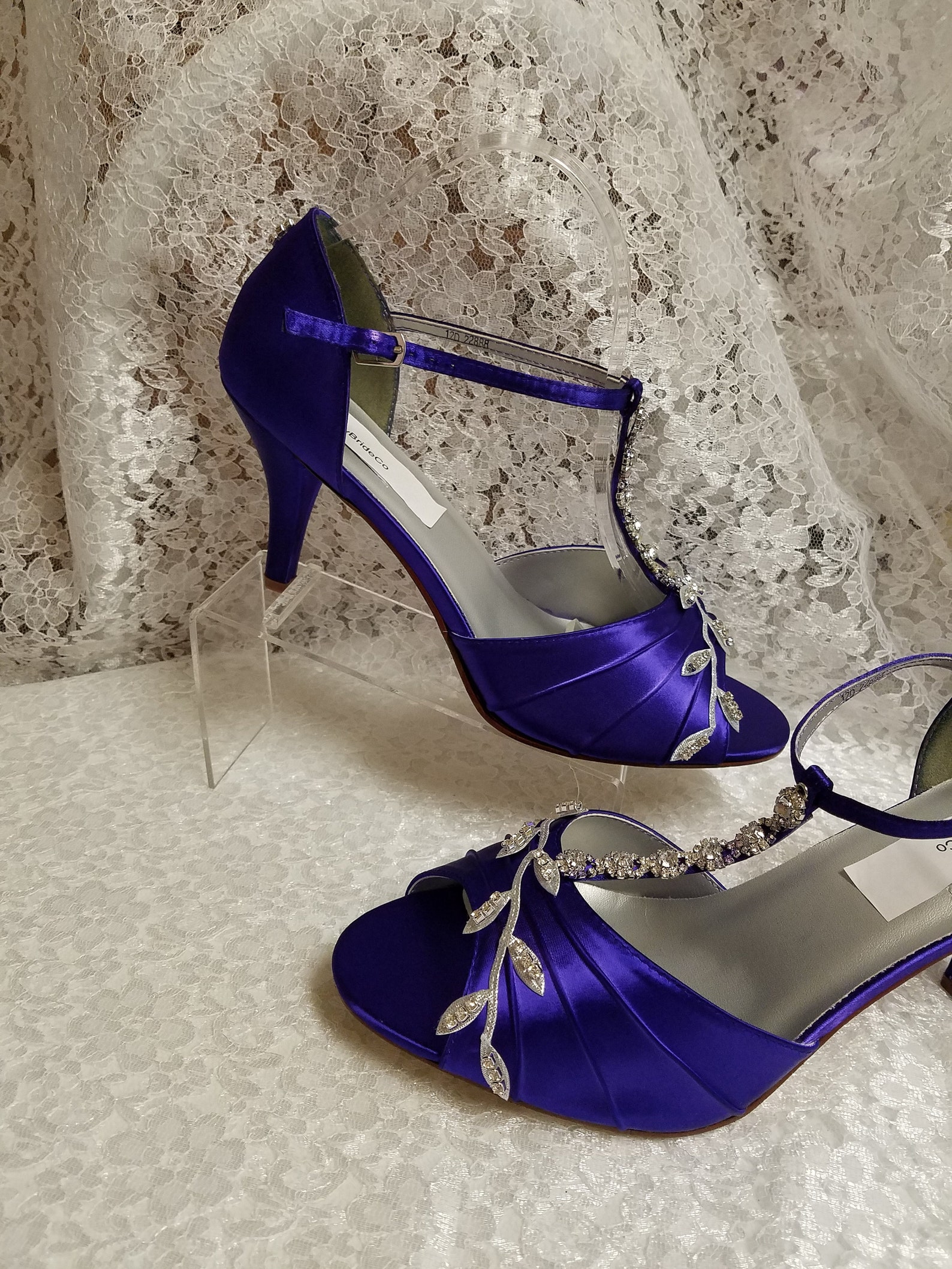 Royal Purple Heels or Royal Blue with Silver Swarovski Etsy
