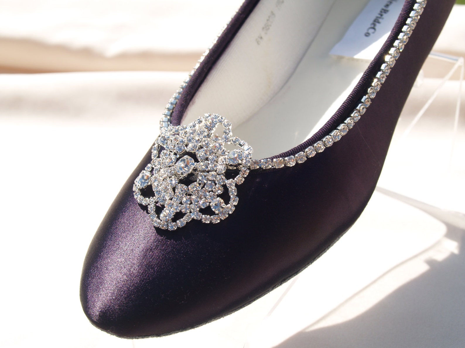 bling wedding shoes, purple flats, 15+ colors shoes satin ballet style flat slipper, wedding shoes, bridesmaids, special occasio