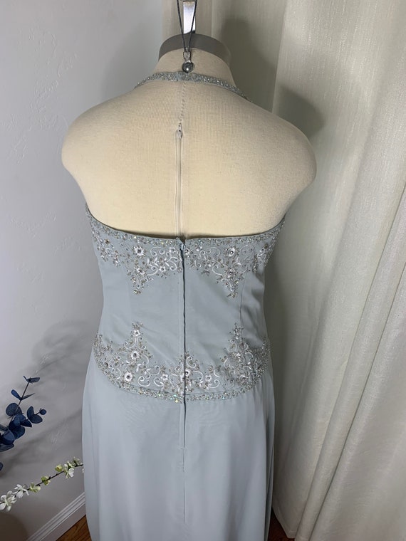 Gorgeous Ocean Gray Beaded Formal Gown Size 14 by… - image 9