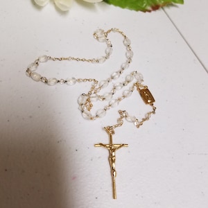 Rosary clear glass beads, Catholic Rosary gold with glass beads, Catholic gift, Catholic Baptism rosary gift,communion rosary,religious gift