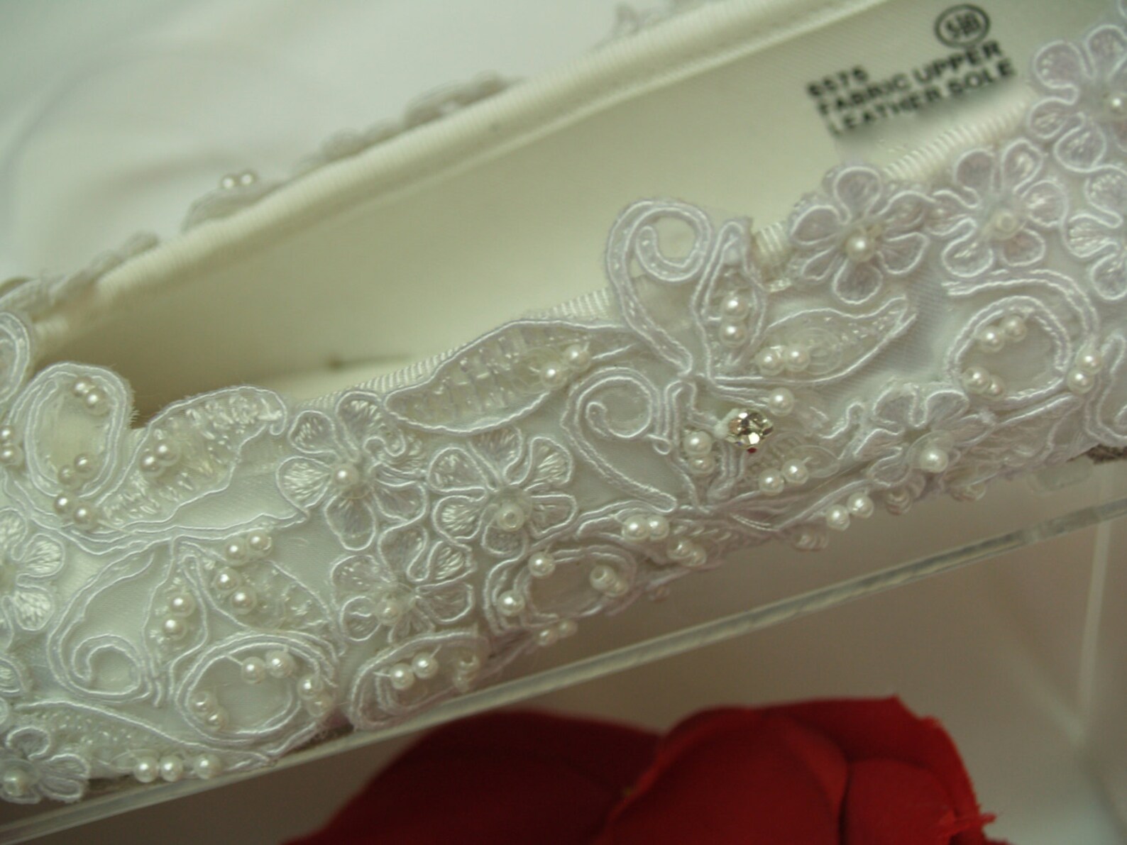 wedding ballet style slippers regally enhanced w lace swarovski crystals and pearls - white or ivory, edwardian, great gatsby, o
