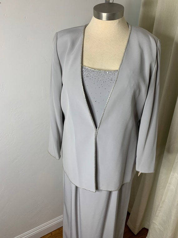 Vintage Silver Beaded Jacket Dress: Caterina Mother of Bride, Size 20 Vintage Silver Beaded Jacket Dress: Caterina Mother of Bride, Size 20
