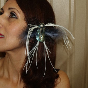 HEADPIECE Shell and feathers Head piece for women, fascinator SHELL and feathers