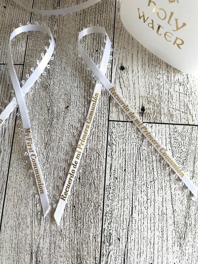 Communion Party Favor Ribbons: White & Gold, 'my First Communion' - Etsy