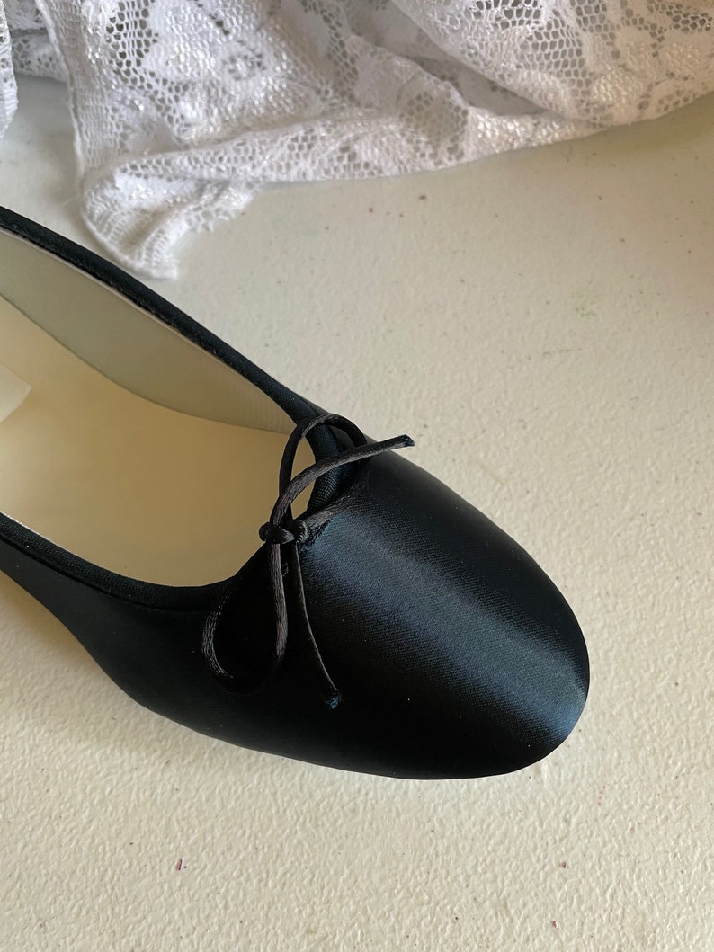 Wedding Black Shoes Satin Ballet Style Flat Slipper Goth - Etsy