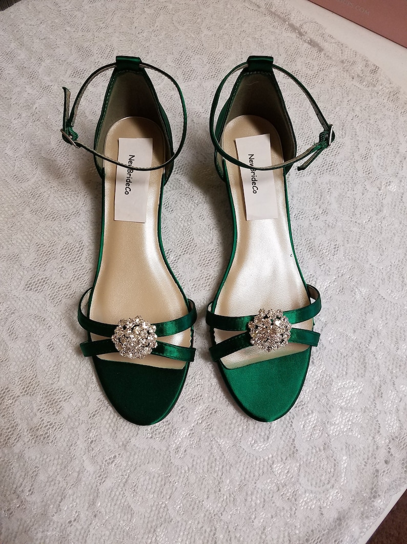 Bling Wedding Shoes low Wedge 1 inch heel crystalsShort Etsy