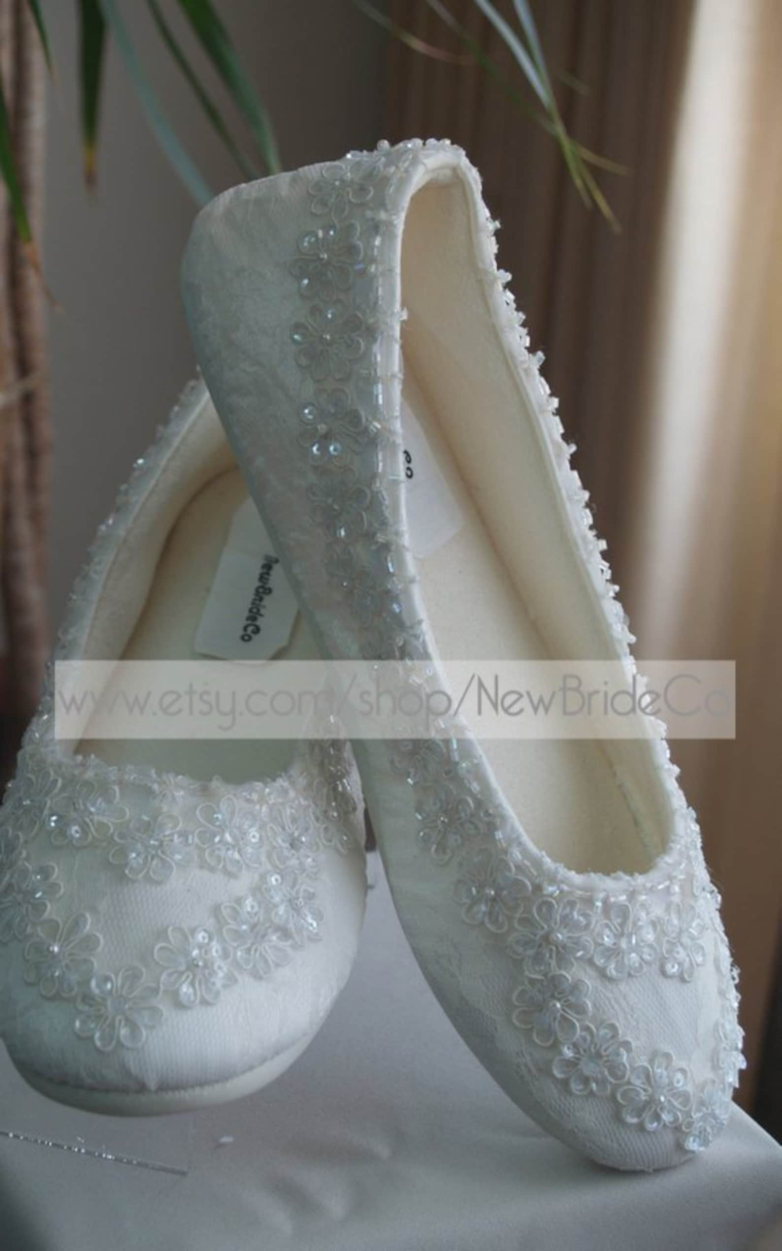 wedding ivory flats vegan shoes embellished with beading edge and sequins appliques, gorgeous victorian ballet style slippers, p
