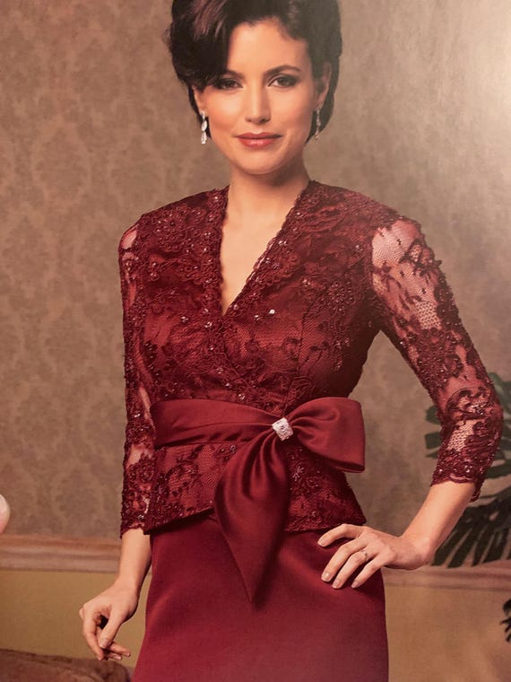 Navy Blue Lace Top Formal Dress Size 12 by Caterina, Mother of the Bride,All Lace 3/4 Sleeve Dress with A line Satin Skirt,Modern Lace Look
