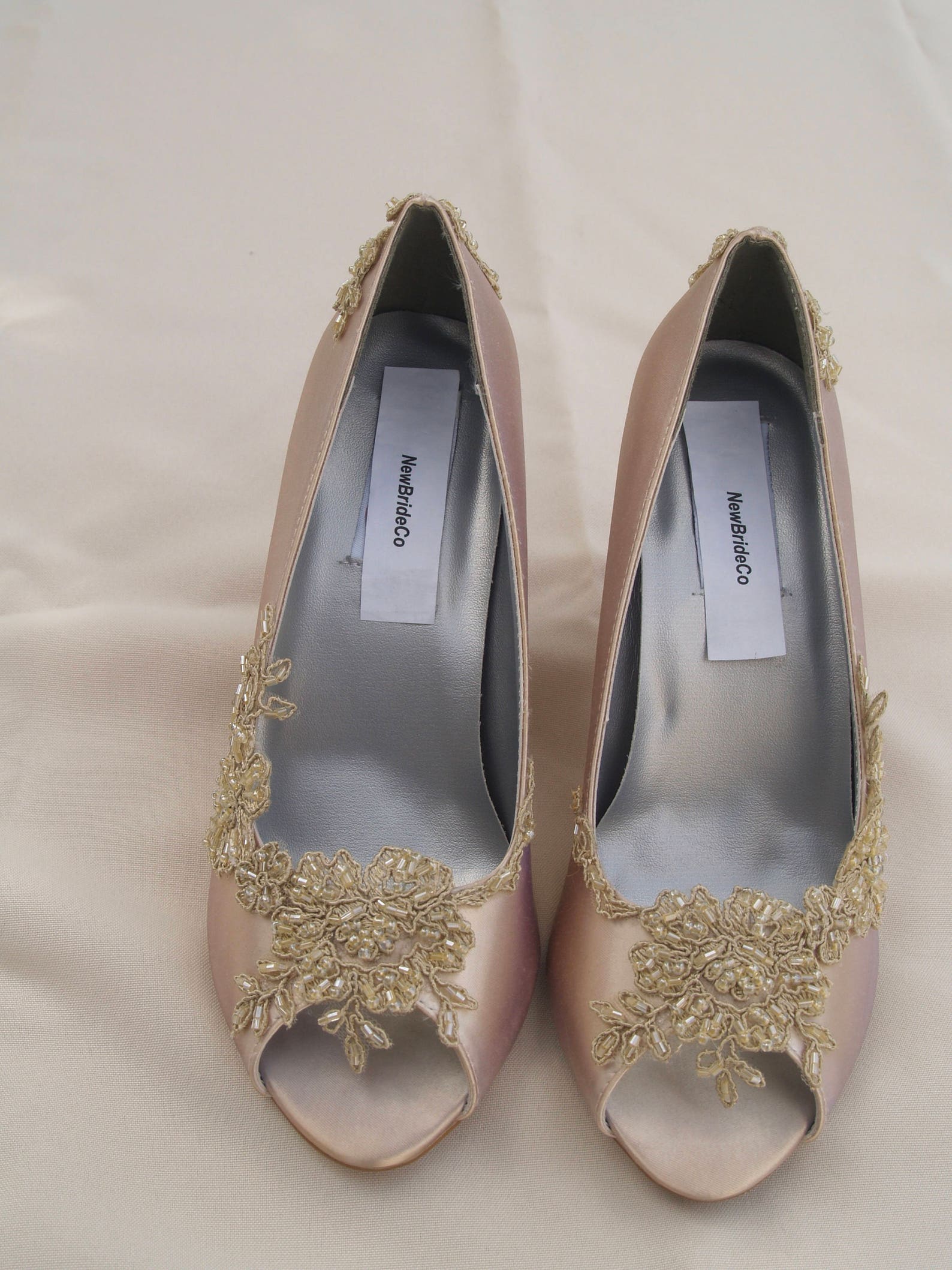 champagne wedge shoes