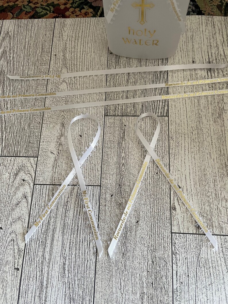 Communion Party Favor Ribbons: White & Gold, 'my First Communion' - Etsy
