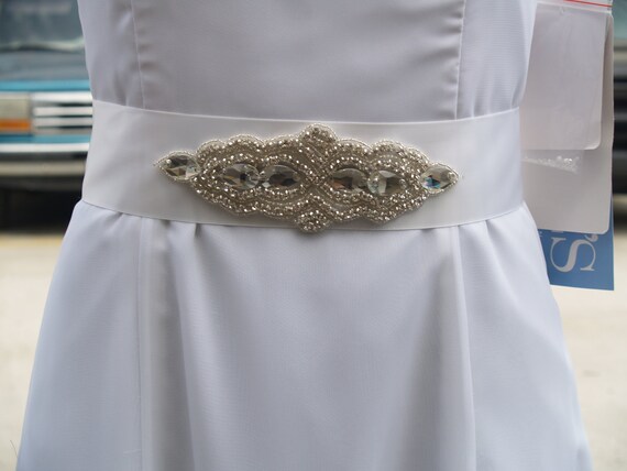 Belt Brides Crystal Bling, Wedding White Satin Ribbon  display picture 1
