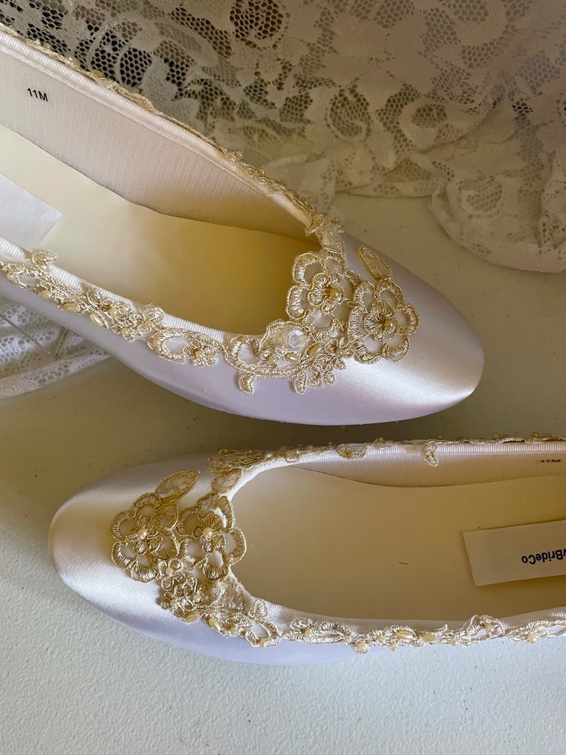 Champagne Wedding Flats Bridal Shoe Elegantly Gold Etsy