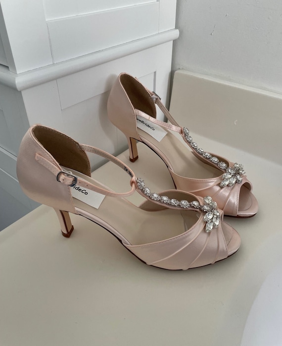 BUSH PINK Mid Heels With Bling 2 1/2 Heel White Ivory - Etsy Canada