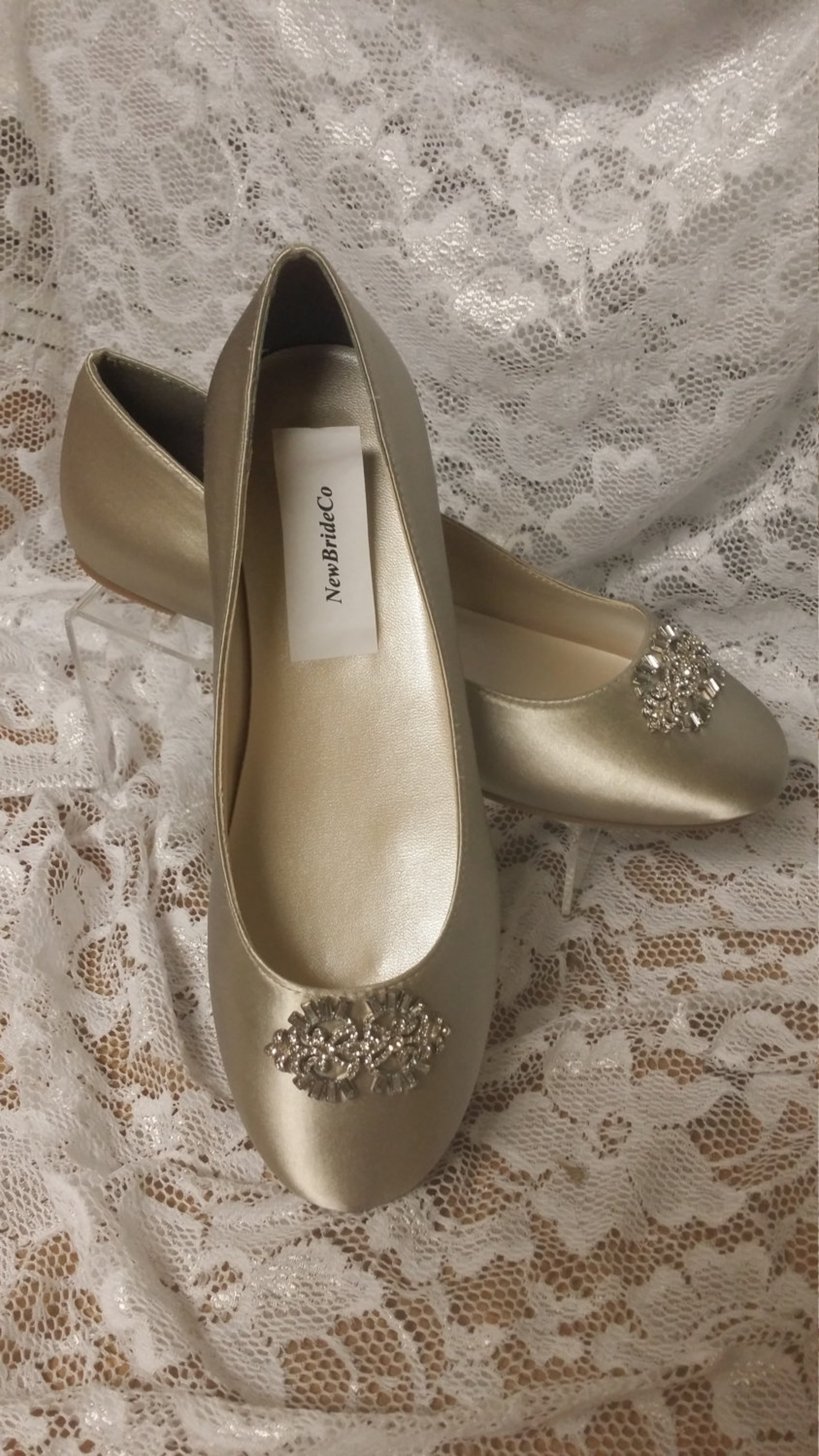 size 7 ready to ship flat shoes nude color with brooch - neutral nude color satin flats,non slip satin ballet style slipper flat