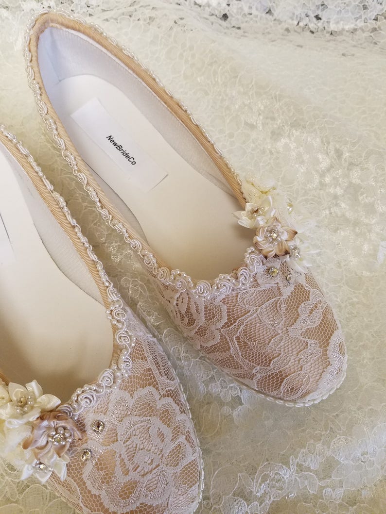 champagne color flat shoes