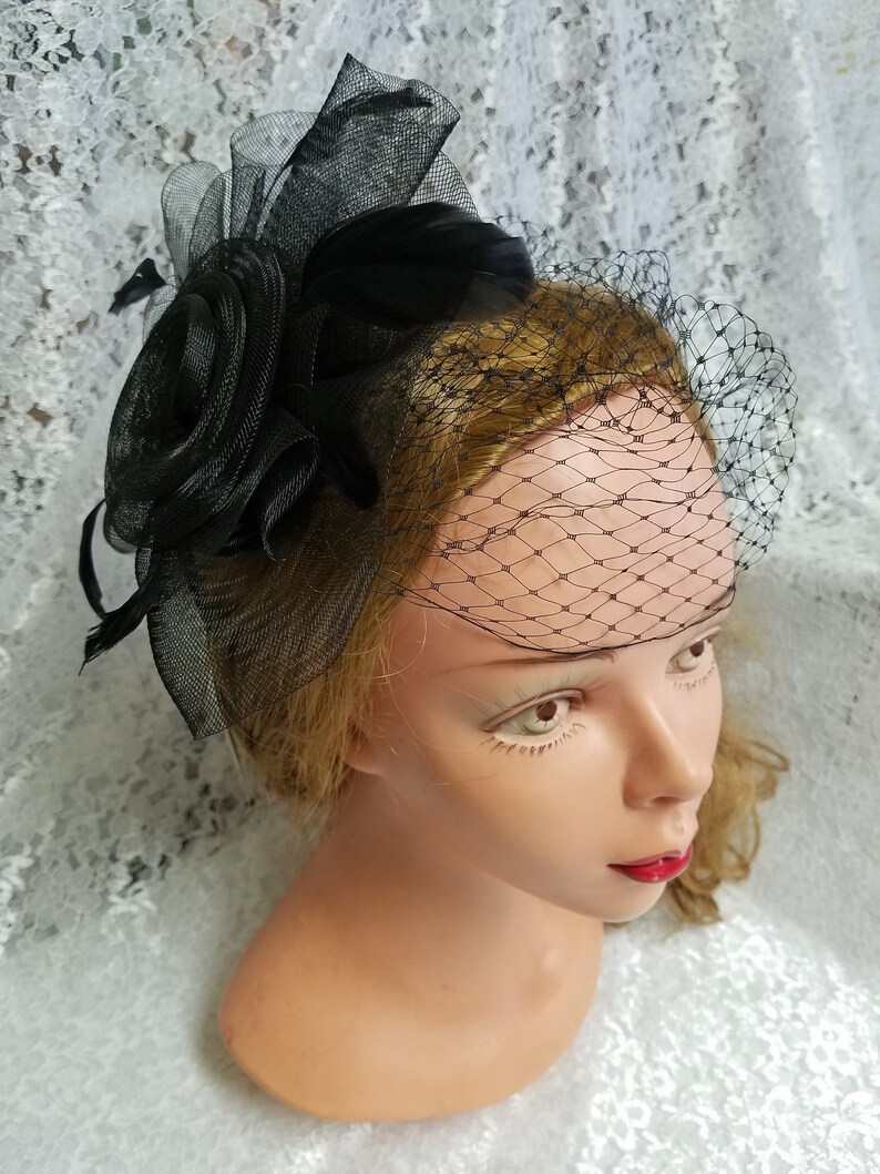 BLACK Wedding Headpiece BLACK Birdcage Veil Black Big Etsy