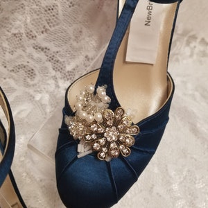 Navy Blue Wedding Shoes US Size 5 Vintage Style Rounded Toe - Etsy