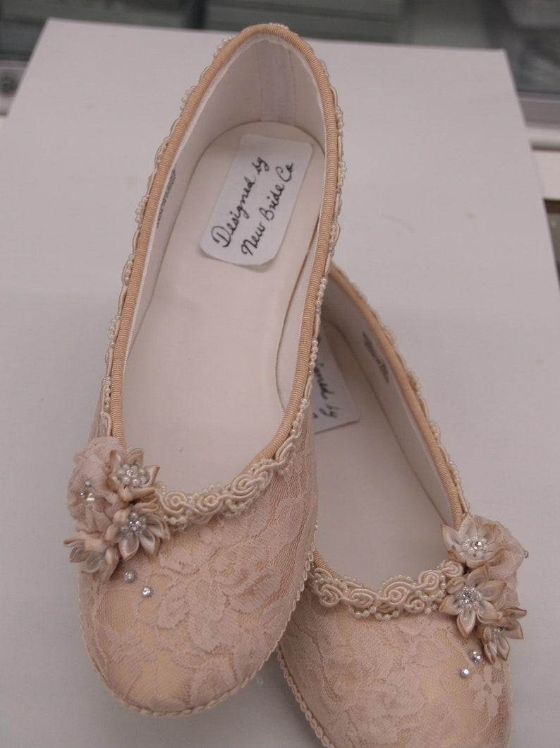 champagne rhinestone flats