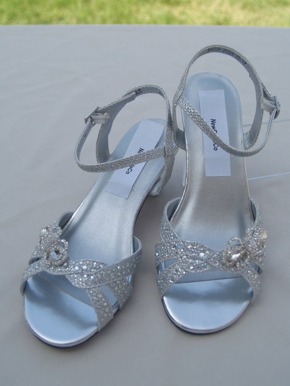 silver flower girl shoes