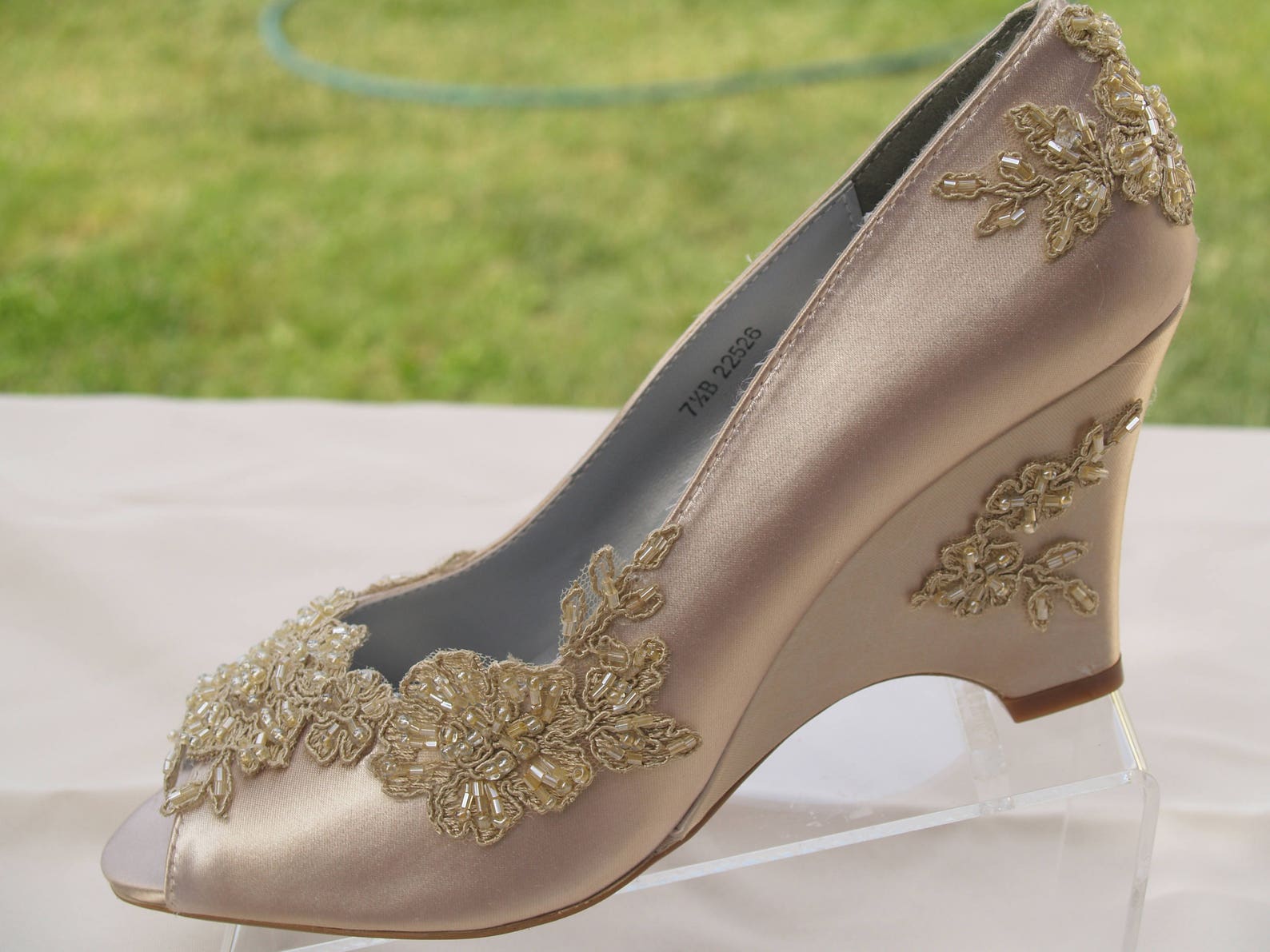 champagne wedge shoes