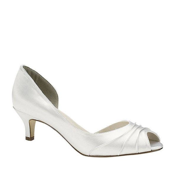 Wedding Shoes short kitten heel,Mid heel,high heels 15+ colors Ivory White or Off-White Comfortable peep toe, edwardian, renaissance, deco
