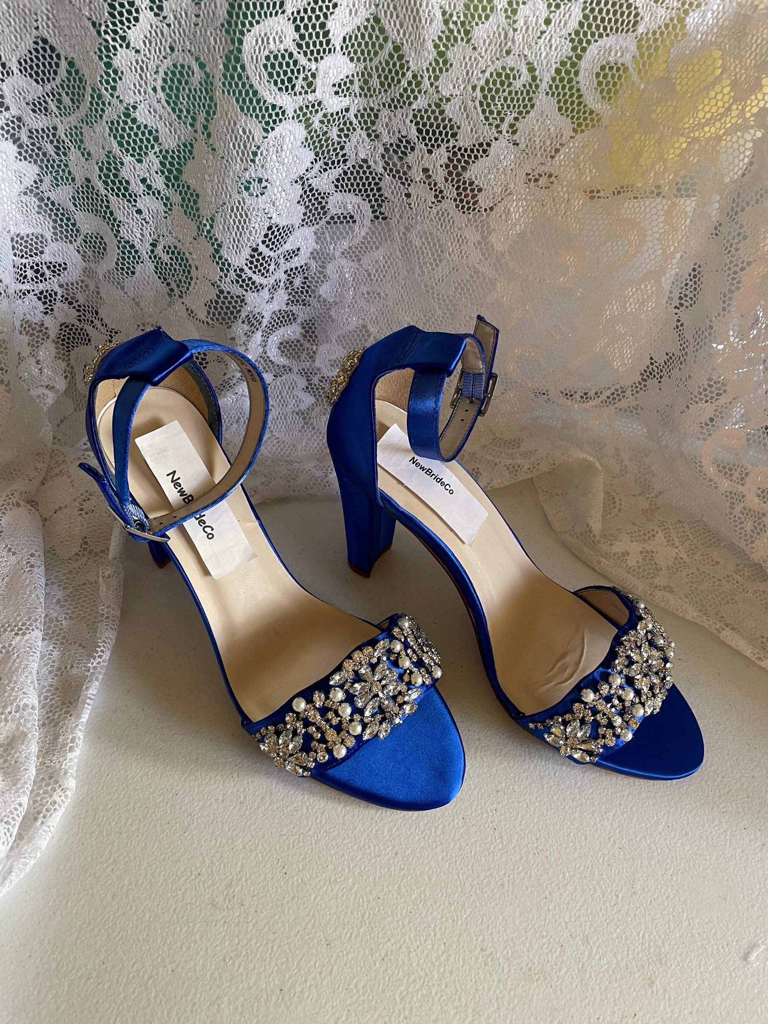 Gorgeous Royal Blue Wedding Shoes Rose Flower Crystal Party Prom High Heels  Handmade Bride Pumps Plus Size 34-45 8cm 11cm 14cm - Pumps - AliExpress