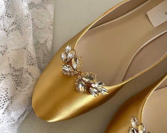 Shoes Harvest Gold Mustard color Very low heels shoes 1/2" heel Satin Shoe, Champagne Flats Minimalist almost flat 1/2 inch heel Satin Shoe