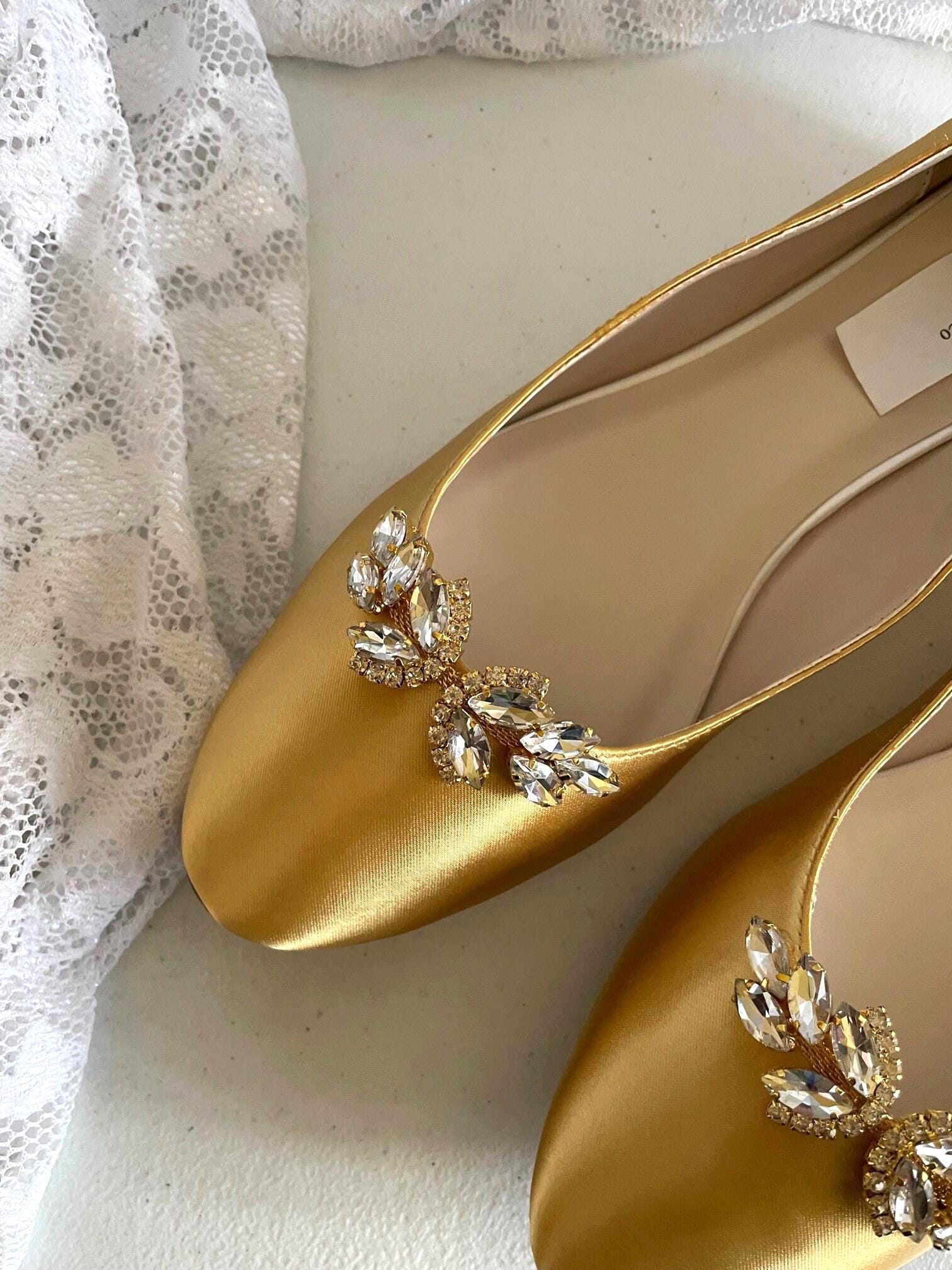 Zapatos Cosecha Oro Color Mostaza Zapatos de tacón muy bajo Tacón de 1/2" Zapato de Satén, Champagne Flats Minimalista casi plano Tacón de 1/2" Zapato