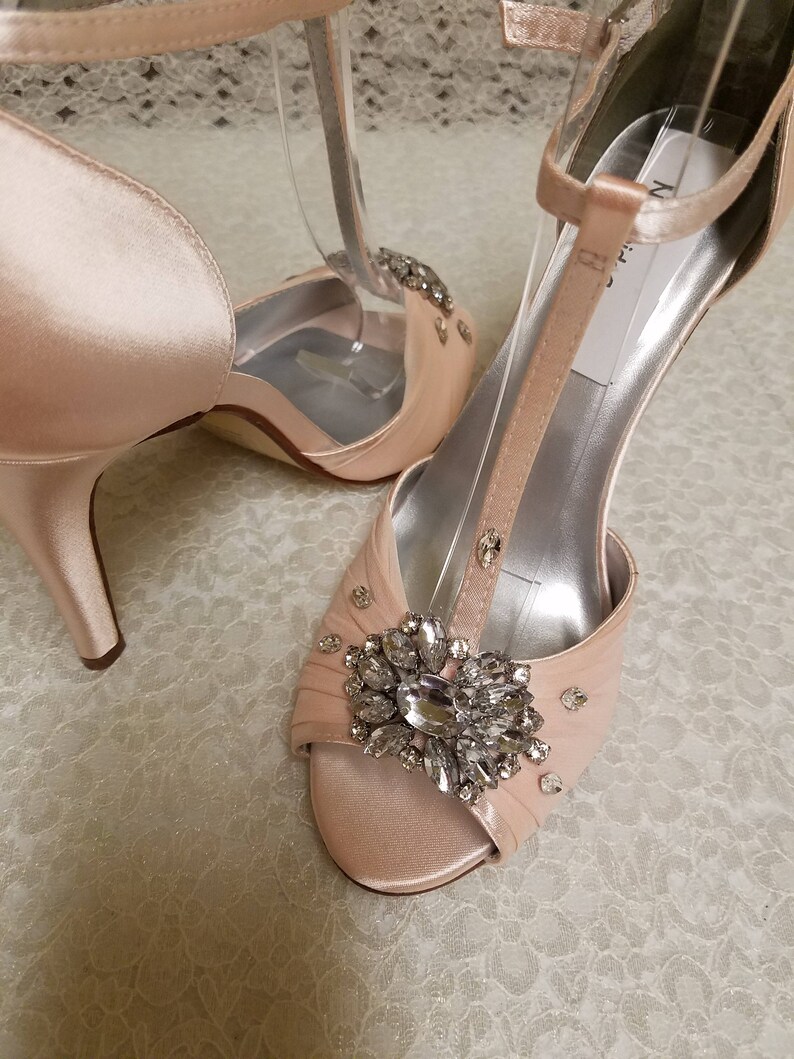 open toe blush heels
