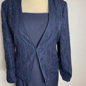 beaded mother of the bride dress with jacket white christmas dresses Blue Draped Sleeves Beaded Chiffon Long Mother of  the Bride Dress  FancyVestido