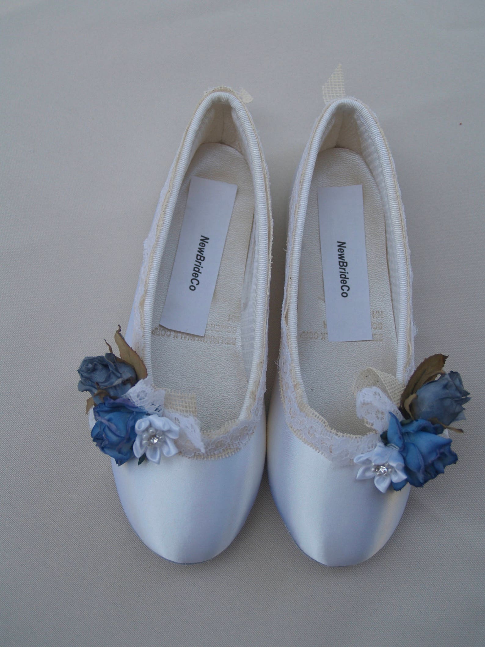 Wedding Flats Blue Flowers And Burlap 