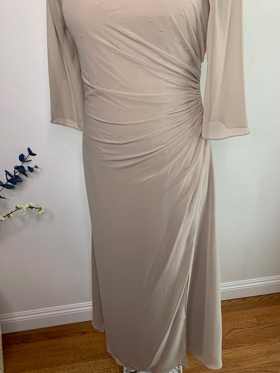 Taupe Neutral Color 3/4 sleeve Chiffon dress Size… - image 7