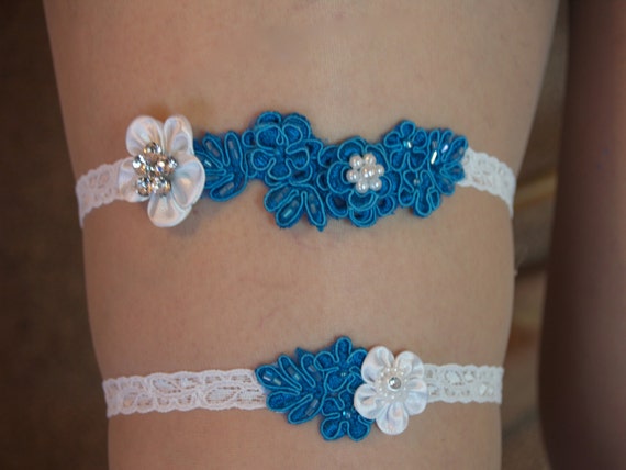 2 Pcs//1 Set Womens Lace Wedding Garter Flower Leaf Style Garter Bridal Stretch Garter White
