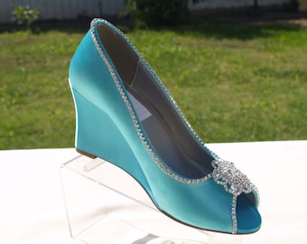 Aqua wedge sandals sale