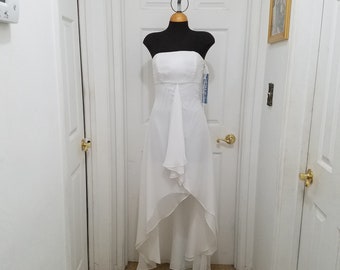 Size 2 Chiffon dress white, Informal wedding short dress, short front dress,destination wedding dress,strapless white short dress size 2