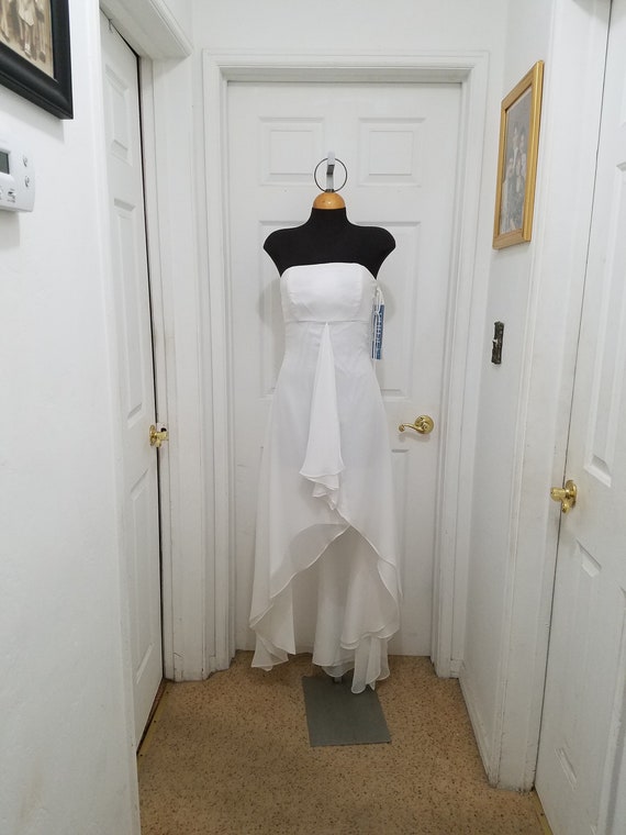 Size 2 Chiffon dress white, Informal wedding short