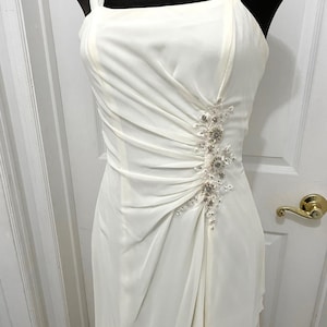 Ivory Informal wedding dress with bolero jacket size 8/10 chiffon silver beading adornment at the waist side