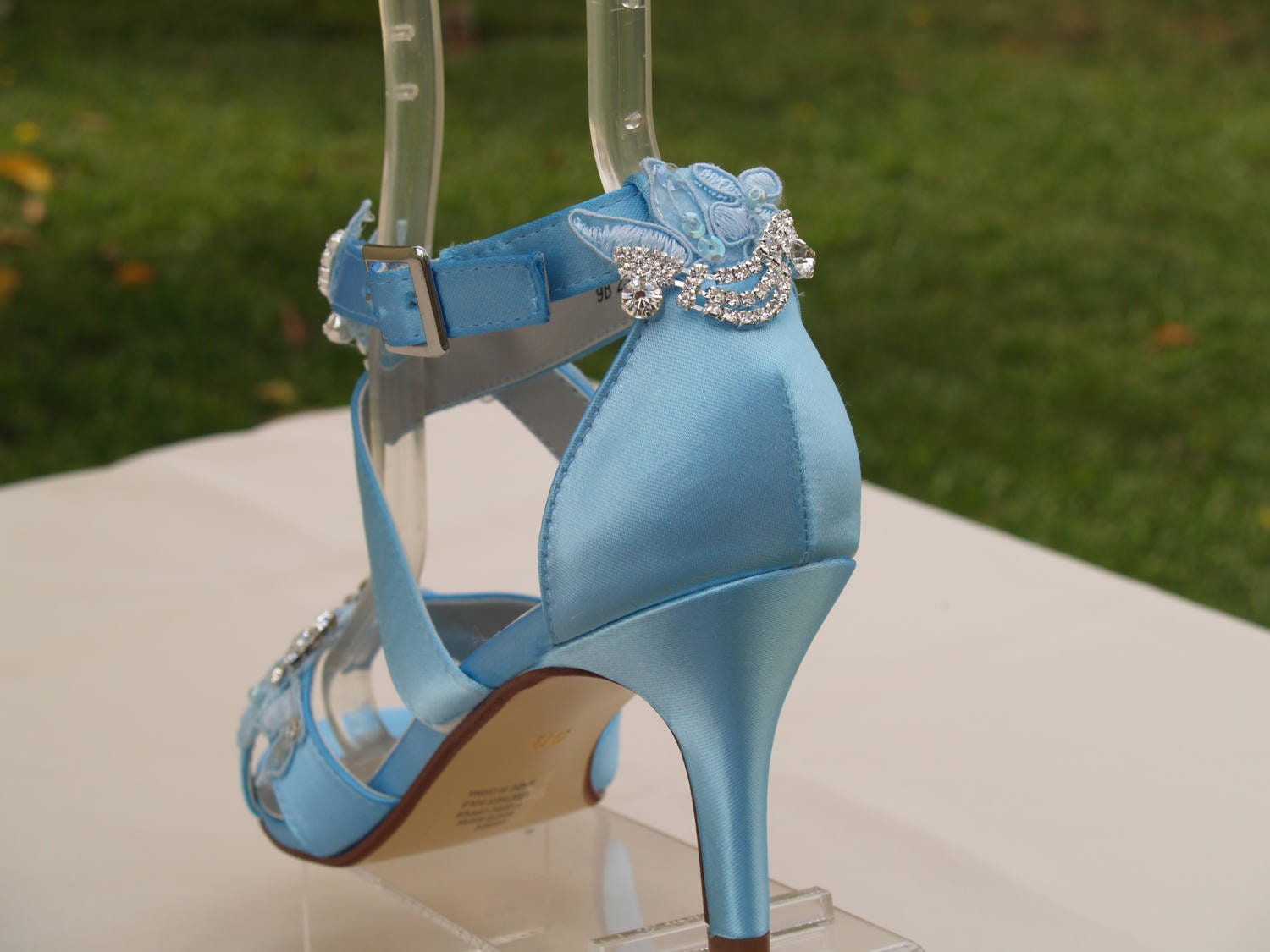 Size 9 BLUE Bridal Heels Shoes Modern Cinderella Mid - Etsy