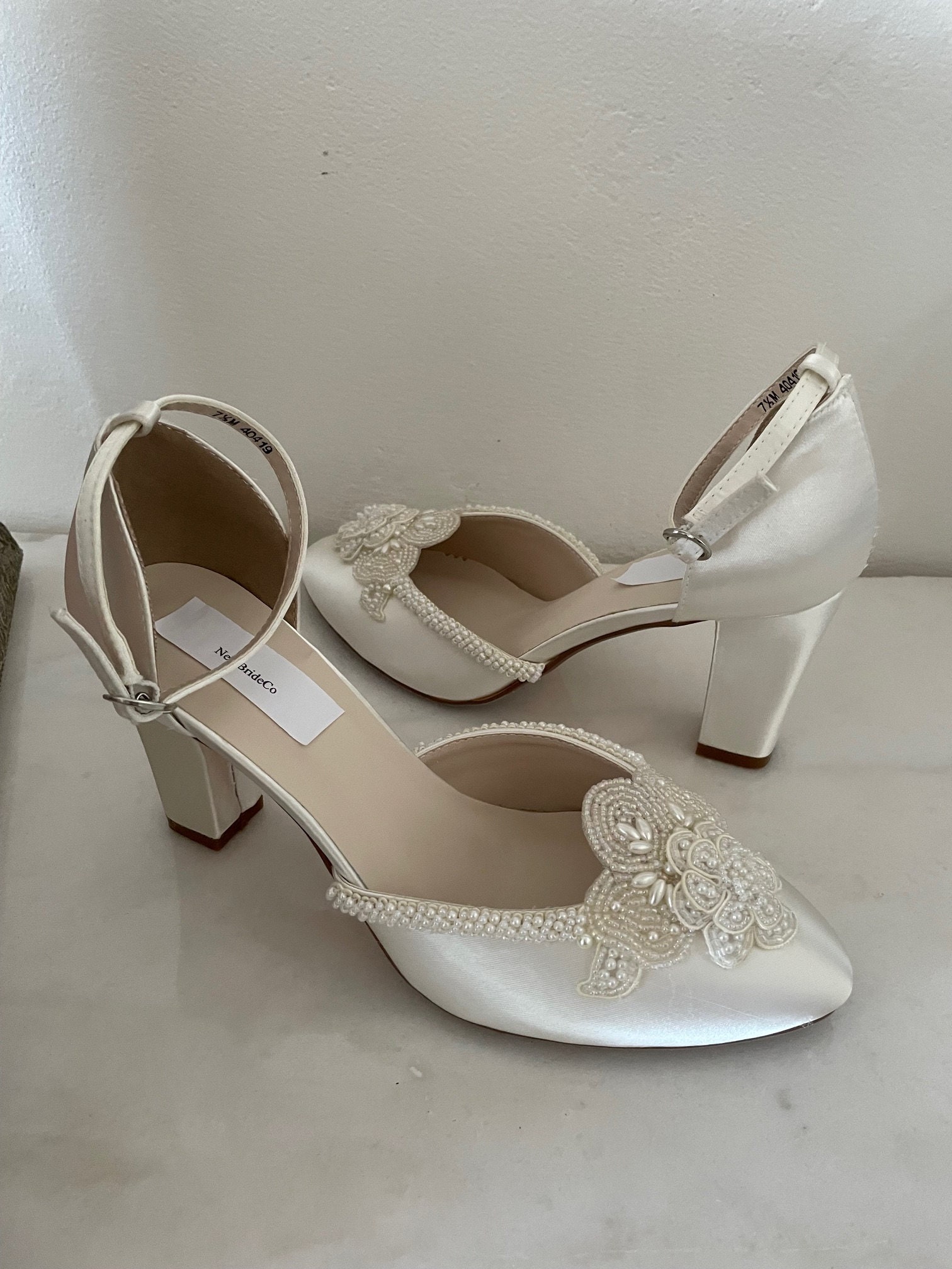 Buy Off-white Wedding Shoes Closed Toes Satin Shoes Modern
